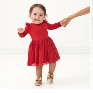 NWT Little Sleepies LS holiday flutter tutu dress with bloomers
